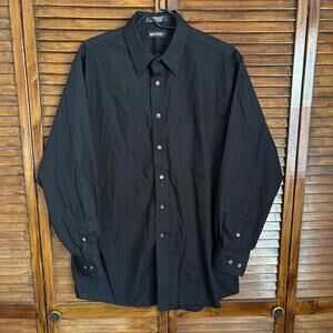 Puritan Men's Dress Shirt - Black, Long Sleeve Button Up - Size Large 16-16.5